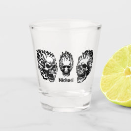 Flaming Skulls Personalized Schnapsglas