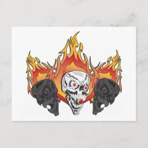 Flaming Skulls Postkarte