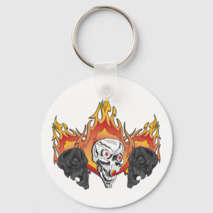 Flaming Skulls Schlüsselanhänger