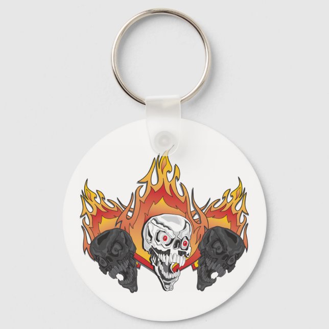 Flaming Skulls Schlüsselanhänger (Vorderseite)