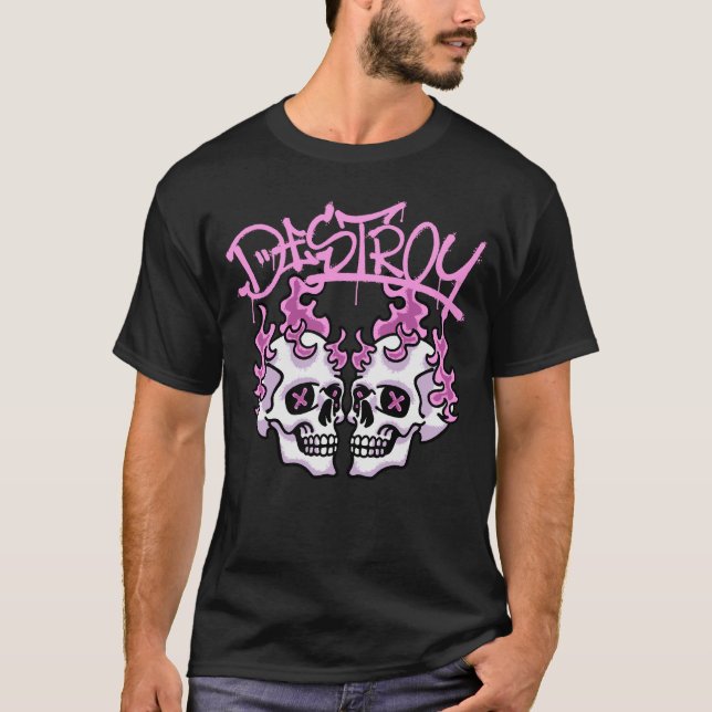 Flaming Skulls streetwear T-Shirt (Vorderseite)