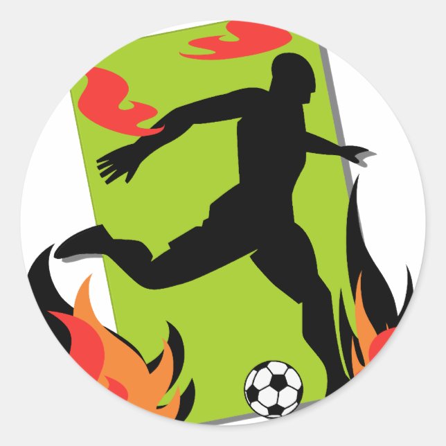 Flaming Soccer T Shirts und Geschenke Runder Aufkleber (Vorderseite)