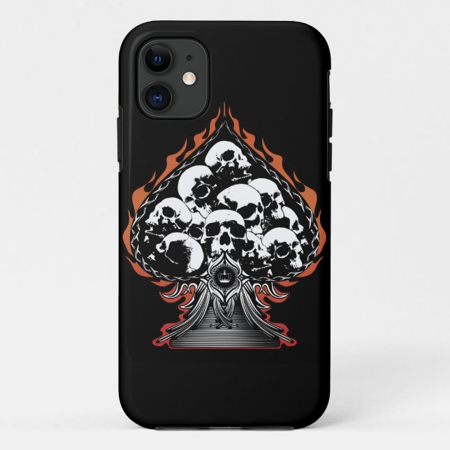 Flaming Spade mit Skullen Case-Mate iPhone Hülle (Rückseite)
