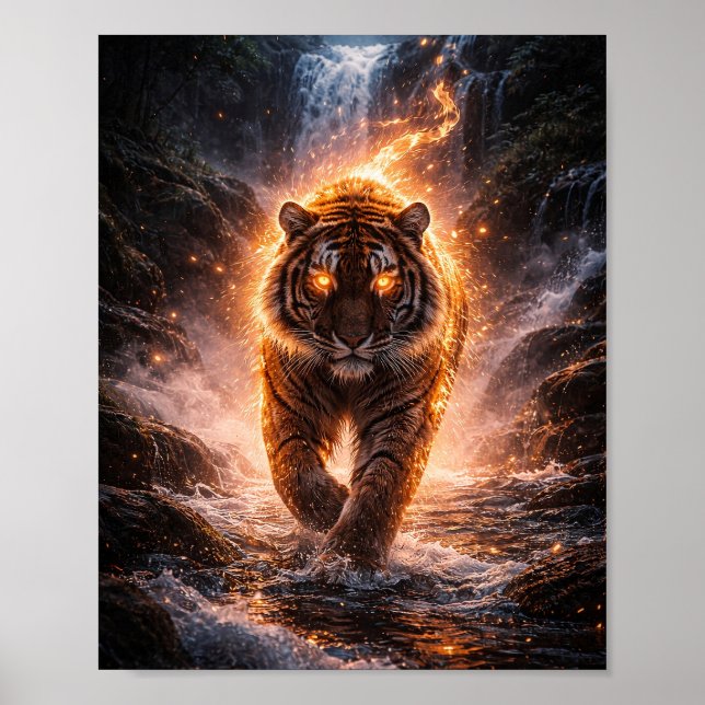 Flaming Tiger Wasserfall Poster (Vorne)