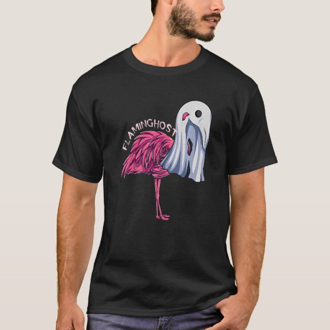 Flaminghost Pink Flamingo Ghost Halloween Costume T-Shirt (Vorderseite)