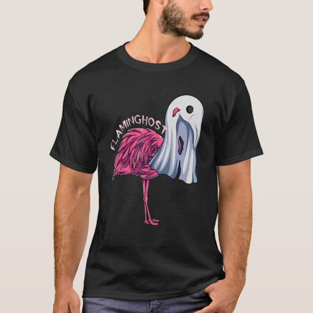 Flaminghost Pink Flamingo Ghost Halloween Costume T-Shirt (Vorderseite)
