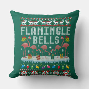Flamingle Bells Pink Flamingo Christmas Ugly Xmas Kissen