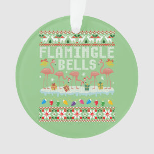 Flamingle Bells Pink Flamingo Christmas Ugly Xmas Ornament