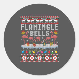 Flamingle Bells Pink Flamingo Christmas Ugly Xmas Runder Aufkleber