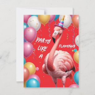 Flamingle & Feast - Funny Flamingo Birthday Surpri Postkarte