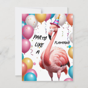 Flamingle & Feast - Funny Flamingo Birthday Surpri Postkarte
