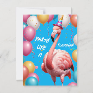 Flamingle & Feast - Funny Flamingo Birthday Surpri Postkarte