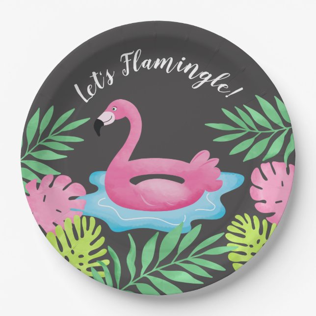 Flamingle Flamingo Tropical Paper Plate Pappteller (Vorderseite)