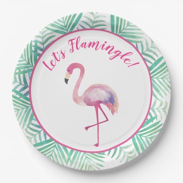 Flamingle Flamingo Tropical Paper Plate Pappteller (Vorderseite)