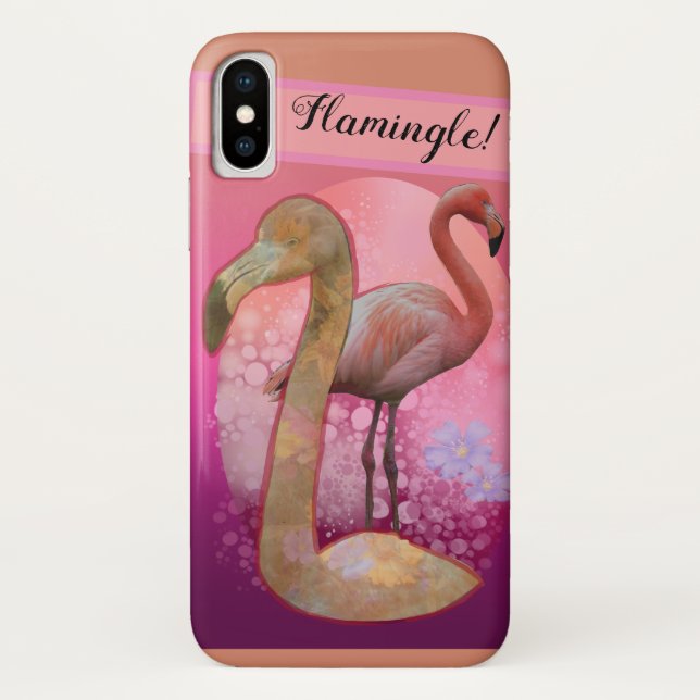 Flamingle Floral Flamingo Case-Mate iPhone Hülle (Rückseite)
