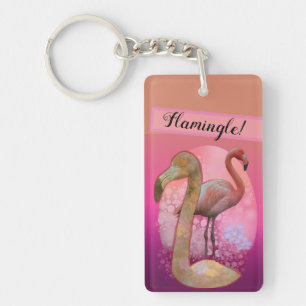 Flamingle Floral Flamingo Schlüsselanhänger