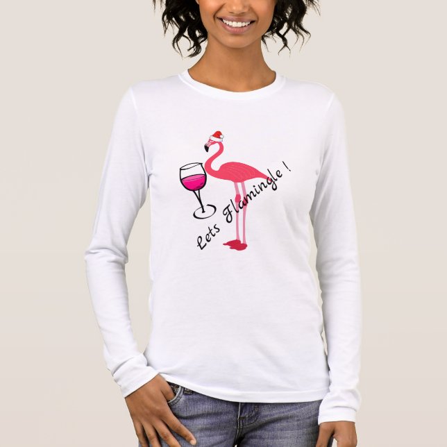 Flamingle Funny Flamingo Weihnachtscocktails gelas T-Shirt (Vorderseite)