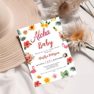 Flamingle Luau Floral Tropical Summer Baby Dusche Einladung