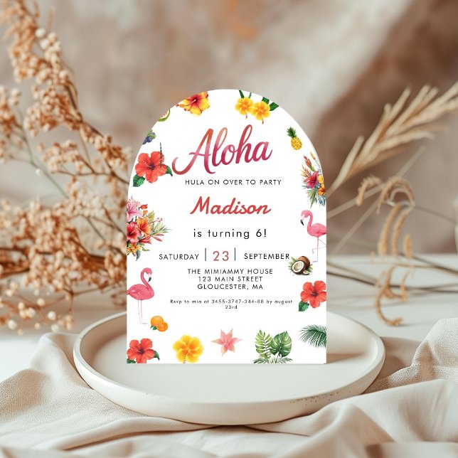 Flamingle Luau Floral Tropical Summer Birthday Inv Einladung (Von Creator hochgeladen)