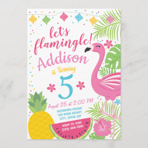 Flamingle Party Geburtstag Einladung Flamingo Pool