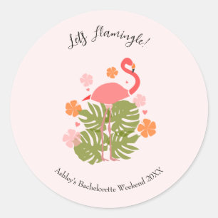 Flamingle Pink Flamingo Bachelorette Weekend des l Runder Aufkleber