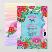 Flamingle Pink Floral 5. Geburtstag Pool Party