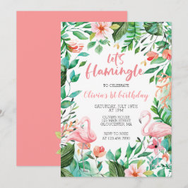 Flamingle Tropical ersten Geburtstag Flamingo Einladung