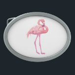Flamingo 2 ovale gürtelschnalle<br><div class="desc">Aquarellmalerei eines rosa Flamingo-Vogels</div>