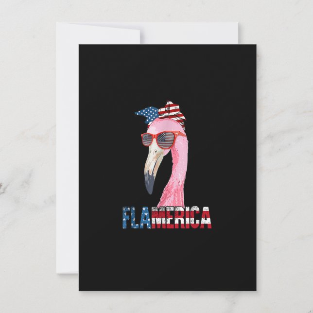 Flamingo 4. Juli Flamerica Patriotic American Einladung (Vorderseite)