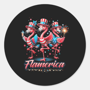Flamingo 4. Juli Patriotic USA Unabhängigkeit Fl Runder Aufkleber