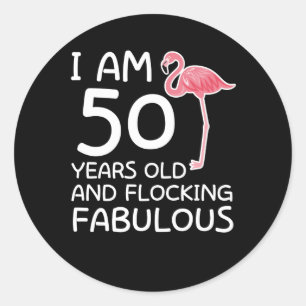 Flamingo 50. Geburtstag Flocking Fabulous Runder Aufkleber
