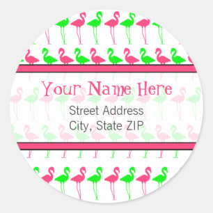 Flamingo Address Label Runder Aufkleber