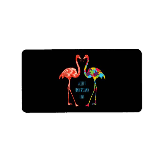 Flamingo | Akzeptieren Sie Liebe Autism Flamingo Adressaufkleber (Vorne)