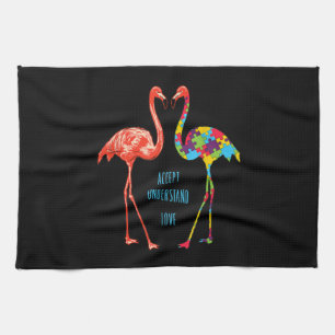 Flamingo Akzeptieren Sie Liebe Autism Flamingo Geschirrtuch