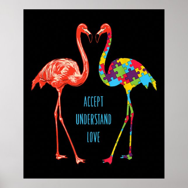 Flamingo | Akzeptieren Sie Liebe Autism Flamingo Poster (Vorne)