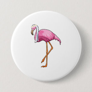 Flamingo als Braut mit Schleier Button