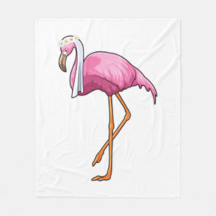 Flamingo als Braut mit Schleier Fleecedecke