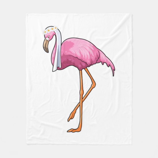 Flamingo als Braut mit Schleier Fleecedecke (Vorderseite)