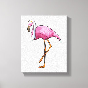 Flamingo als Braut mit Schleier Leinwanddruck
