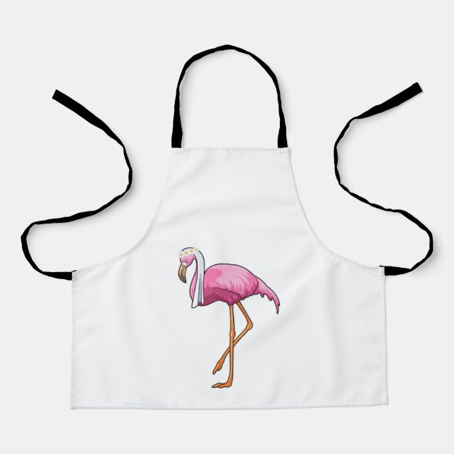 Flamingo als Braut mit Schleier Schürze (Vorderseite)