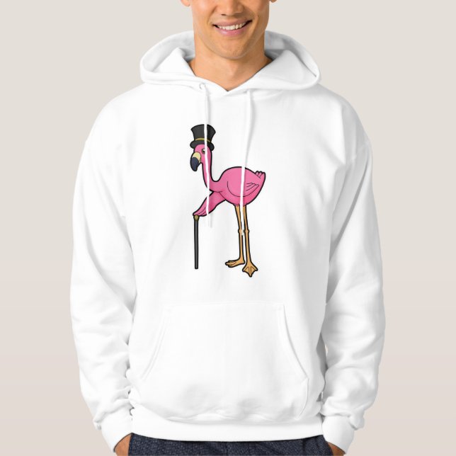 Flamingo als Bräutigam mit Hut und Rohr Hoodie (Vorderseite)