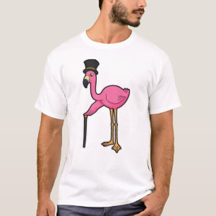 Flamingo als Bräutigam mit Hut und Rohr T-Shirt