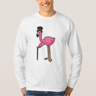 Flamingo als Bräutigam mit Hut und Rohr T-Shirt