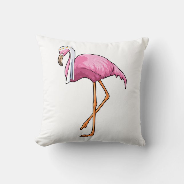 Flamingo als Brücke mit Veil Kissen (Vorderseite)