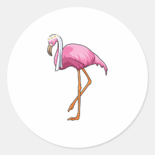 Flamingo als Brücke mit Veil Runder Aufkleber