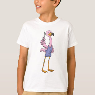Flamingo als Friseur mit Schere T-Shirt