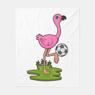 Flamingo als Fußballspieler mit Fußball Fleecedecke