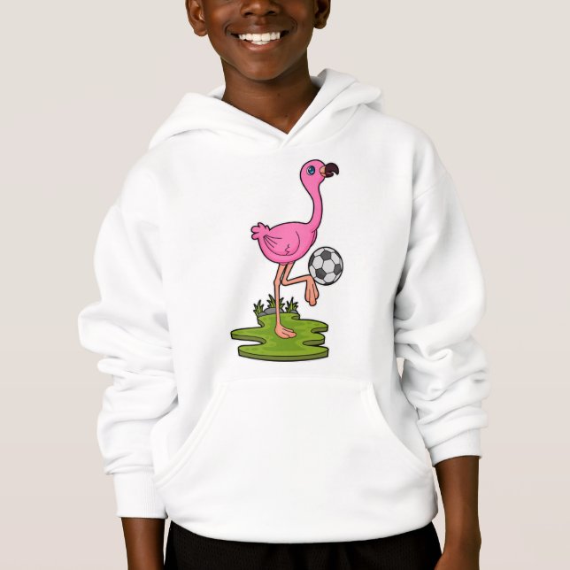 Flamingo als Fußballspieler mit Fußball Hoodie (Vorderseite)