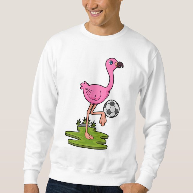 Flamingo als Fußballspieler mit Fußball Sweatshirt (Vorderseite)