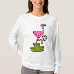 Flamingo als Fußballspieler mit Fußball T-Shirt